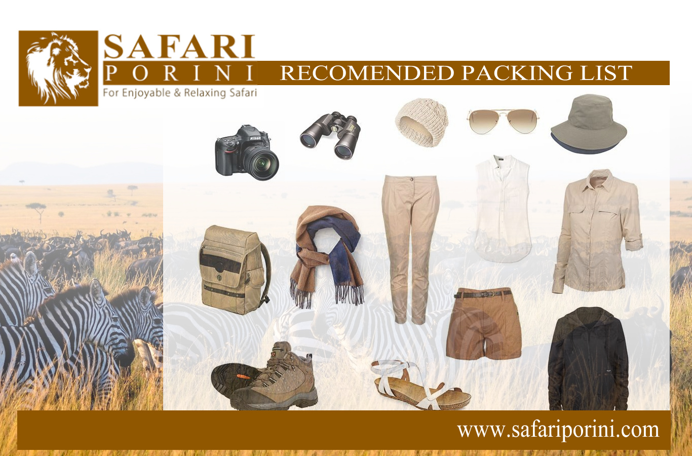 Safari Recommended Packing List